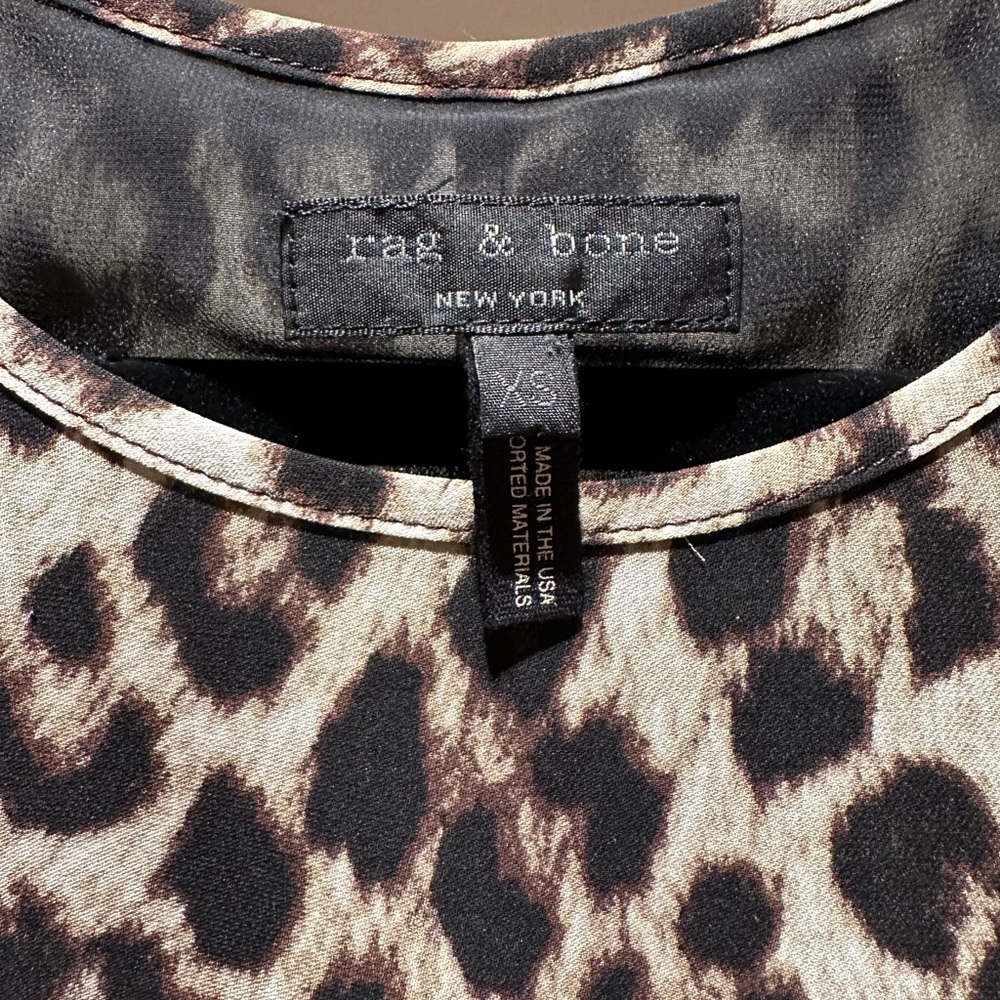Rag & Bone Leopard Print Silk And Mesh Tank Size … - image 3